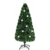 Coast COSTWAY 180 cm LED-kunstkerstboom met glasvezel-kleurenwisselaar en sterrenpunt, kerstboom met 220 PVC-takken, ideaal voor thuis, kantoren, winkels en hotels, groen