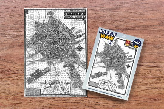 MuchoWow Puzzel Stadskaart - Groningen - Zwart Wit - Legpuzzel - Puzzel 500 stukjes - Plattegrond