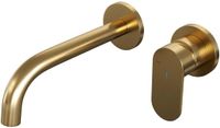 Brauer Gold Edition Inbouw Wastafelmengkraan met Gebogen Uitloop en Rozetten Model C1 Goud Geborsteld PVD