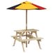 VidaXL Picknicktafel voor 4 kinderen met parasol massief vurenhout