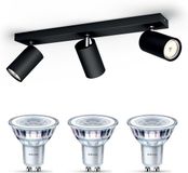 Philips LED Philips Kosipo Opbouwspot (Zwart) - Warmwit Licht - Plafondspot met 3 Lichtpunten - GU10 - Niet Dimbaar