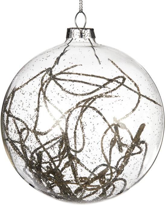 Goodwill - Kerstbal - Kerstdecoratie - Glas - Zilveren takjes - 10 cm