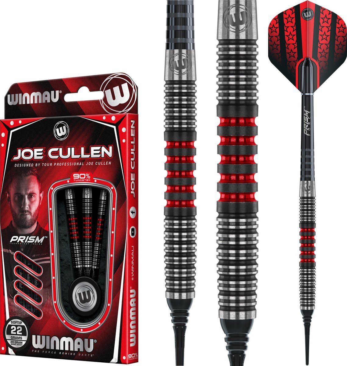 WINMAU - Joe Cullen Signature Edition Dartpijlen Professioneel - 20g Barrel/22g Full Weight Soft Tip