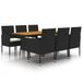 vidaXL 7-delige Tuinset Poly Rattan Zwart