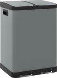 HOMCOM Pedaalemmer met 2 vakken, 30L per vak, Soft-close, Metaal/Kunststof, Grijs