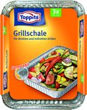Toppits grillschaal voor direct en indirect grillen, vierkant, 3 stuks (22 x 17 cm), zilver