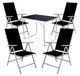 Set de 5 pièces pour camping : ensemble de jardin composé d'une table de camping et de 4 chaises de camping (chaises pliantes)