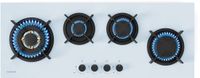 Klarstein Goldflame 4 Slim gaskookplaat, 4 messing branders, 3,4 kW, 2,4 kW, 1,8 kW, 1 kW, SnapJet-ontsteking, vlamuitvalbeveiliging, vloeibaar en aardgas, wit, incl. slang en drukregelaar