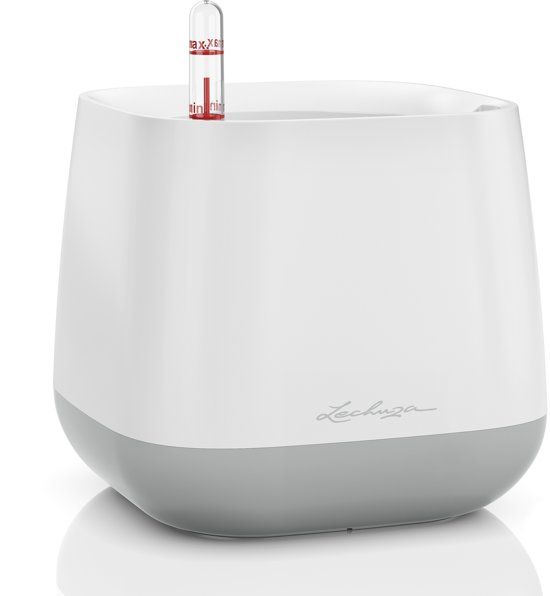 Lechuza YULA plantenpot satijnwit/grijs ALL-IN-ONE - 4008789138620