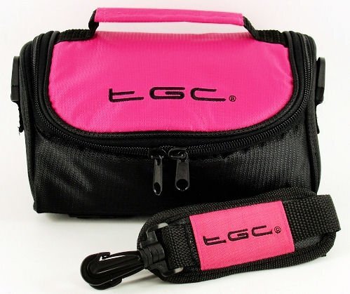 TGC ® Camera Case voor Olympus CAMEDIA C-700 Ultra Zoom met schouderriem en draaggreep, Roze & Zwart