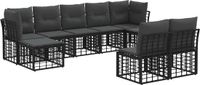 vidaXL - Bank loungeset - Polyester - Zwart en donkergrijs - 9 zitplekken