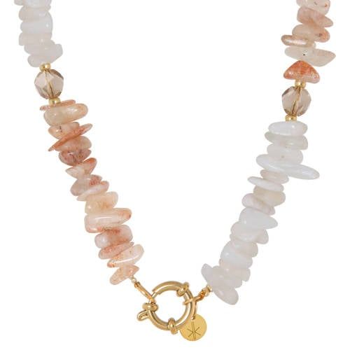 Label Kiki gold plated ketting Beige Rock