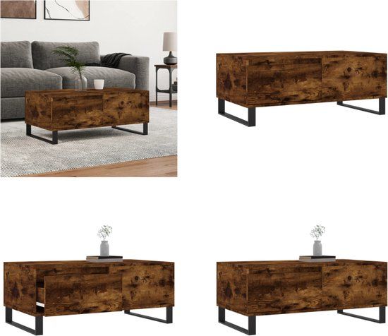 vidaXL Salontafel 90x50x36,5 cm bewerkt hout gerookt eikenkleurig