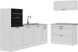 Vicco Complete keukeneenheid R-Line, Wit landelijk/Wit, 220 cm marmer werkblad