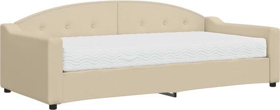 vidaXL Slaapbank met matras 90x200 cm stof crèmekleurig
