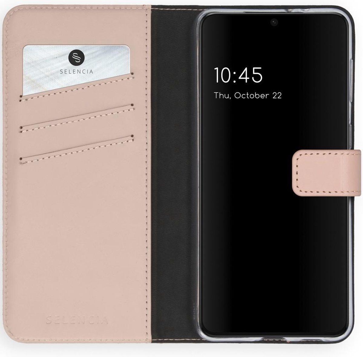 Selencia Lederen Booktype voor de Samsung Galaxy S21 - Roze