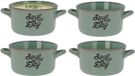 Excellent Houseware Bols à soupe/bols de service - 6x - porcelaine - 500ml - vert - avec anse
