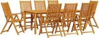 vidaXL - Eettafel Set - 9-delig - Bruin - Massief Acacia Hout