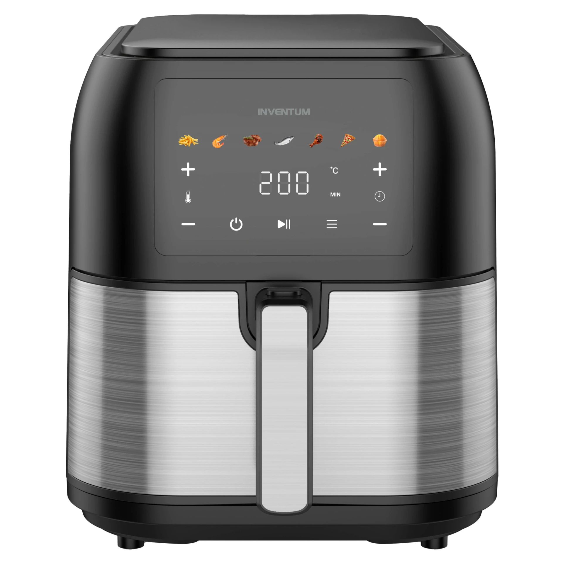 Inventum GF801HLDB XL Airfryer - 8 liter - Zwart/RVS