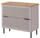 3xE living Meuble sous lavabo Style 80 cm, cachemire/chêne clair, pieds noirs | 2 tiroirs à fermeture douce, façade cannelée MDF 18 mm, plan inclus, poignées noires, pieds noirs, 80 x 46 x 73,6 cm