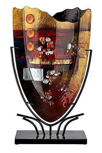 GILDE GLAS art Decoratieve vaas - glazen vaas - geschenken voor vrouwen - handgeschilderd H 58 cm