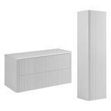 3xE living Ensemble salle de bain plan + colonne 100 cm, blanc