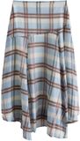 Next - Dames - Asymmetrische godet maxirok - Blauw/Bruin Check