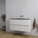 Saniclass Chaci Ensemble de meubles de salle de bain - 100x45x55cm - lavabo en céramique noir mat - 1 vasque - sans trou de robinetterie - 2 tiroirs - blanc mat