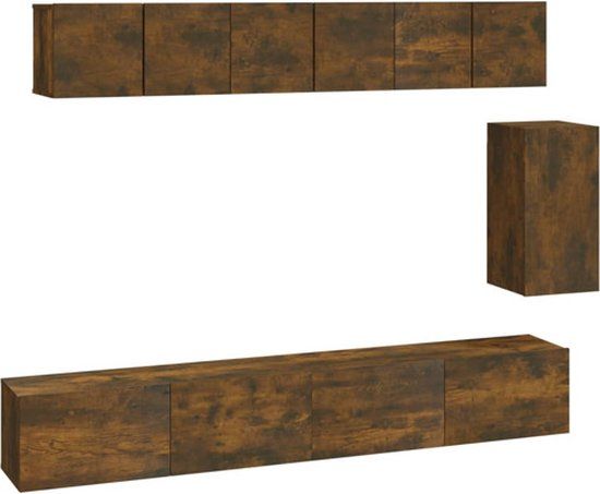 vidaXL 6-delige Tv-meubelset bewerkt hout gerookt eikenkleurig