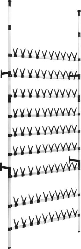 vidaXL Schoenenrek met stangen telescopisch aluminium groen 90 paar schoenen metaal modern 20x20x300 cm