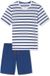 SCHIESSER Pyjama kort Heren Wit Gestreept 100% Katoen