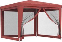 vidaXL Partytent met 4 mesh-zijwanden, rood, 3x3 meter, HDPE
