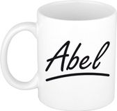 Bellatio Decorations Abel Naam koffiemok - beker - met sierlijke letters - wit