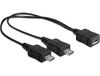 DeLOCK USB 2.0 kabel, 20.5cm, Micro-USB B Male naar 2x Micro-USB B Female, Zwart