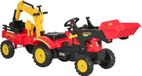 Tracteur enfant - Véhicule à pousser - Avec remorque et pelles - Dès 3 ans - 179x42x59 cm - Rouge
