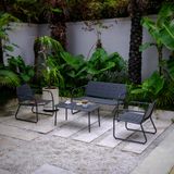 casa.pro Tuinmeubelset, 4-delig, voor 4 personen, tafel met bank en 2 stoelen, meubelset voor buiten, armleuningen, comfortabel, duurzaam, tuinmeubelen, design, terras, staal, grijs, antraciet