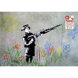 Homemania Muurfoto, geïnspireerd door auteurs Banksy, kinderen, decoratie, thuismuurkunst, digitale print, frame, meerkleurig, hout, katoen, 70 x 50 x 3 cm