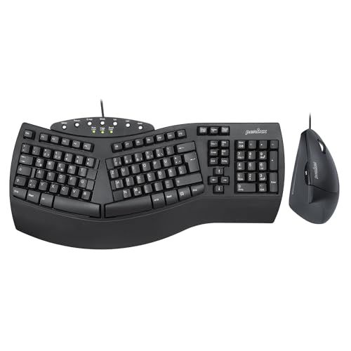Perixx PERIDUO-512 DE B Kabelgebunden Tastatur, Maus-Set Ergonomisch QWERTZ Schwarz