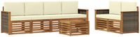 vidaXL - Bank loungeset - 6 zitplekken - Natuurlijk en crème - Massief acacia hout