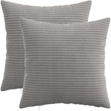 vidaXL - Kussensloop - 2 stuks - HEERLEN - Lichtgrijs - 40 x 40 cm - corduroy