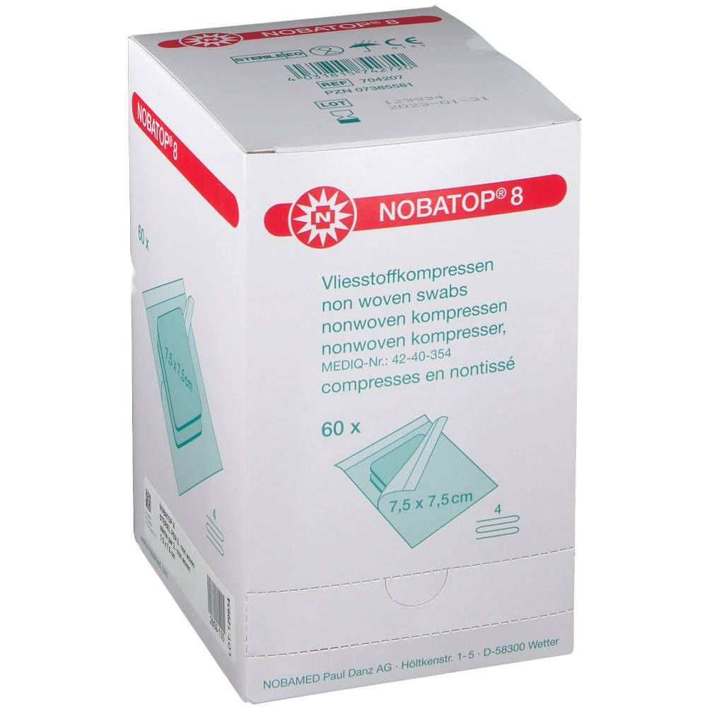 Nobatop 8 Kompres Steriel 2 N/W 7,5x 5cm 930010 60 st