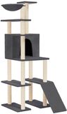 vidaXL Kattenmeubel met sisal krabpalen 166 cm donkergrijs