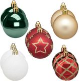 Merkloos / Sans marque Jja Showroom And Head Office 30x stuks kerstballen mix wit/rood/groen/champagne glans/mat/glitter kunststof diameter 5 cm