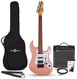 Gear4Music LA Select Modern Elektrische Gitaar, Roze, 15W Versterker & Accessoireset