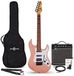 Gear4Music LA Select Modern Elektrische Gitaar, Roze, 15W Versterker & Accessoireset