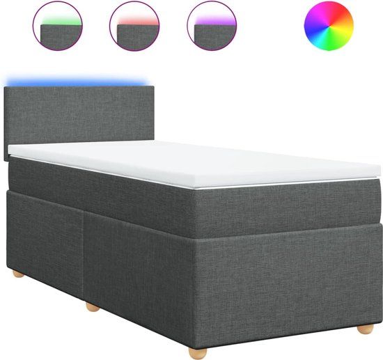 vidaXL Boxspring met matras stof donkergrijs 80x200 cm