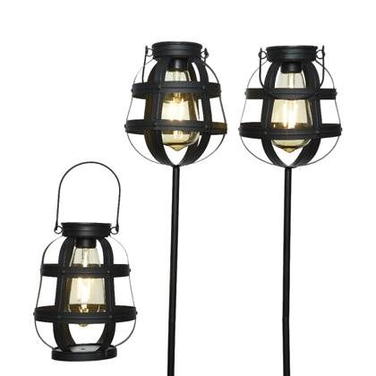 Lumineo Solar Lantaarn - 3 stuks - Zwart