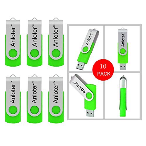 Anloter AnloterTM 10 Pack Mooi Draaibaar Ontwerp Nieuwe USB Flash Drive Memory Stick Vouwen Opslag Duim Stick Pen 32GB Groen