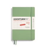 LEUCHTTURM1917 370567 Weekplanner 2025, middelgroot, A5, softcover, 12 maanden, 80 g, gelinieerd, salie