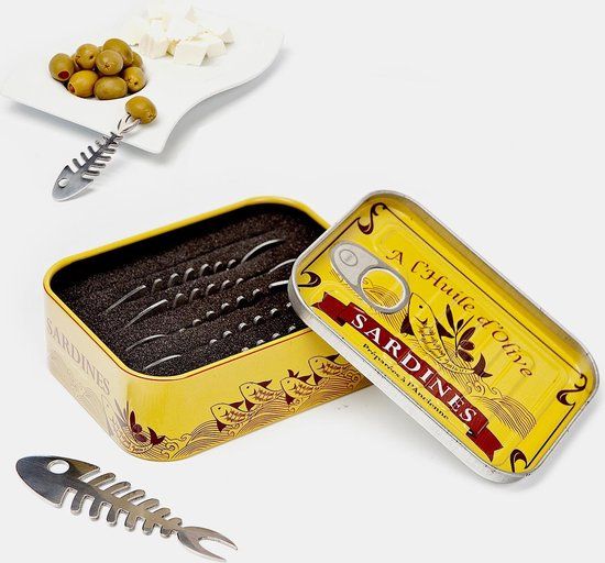 Balvi Sardine Snack Vorkjes - Geel - Set van 6